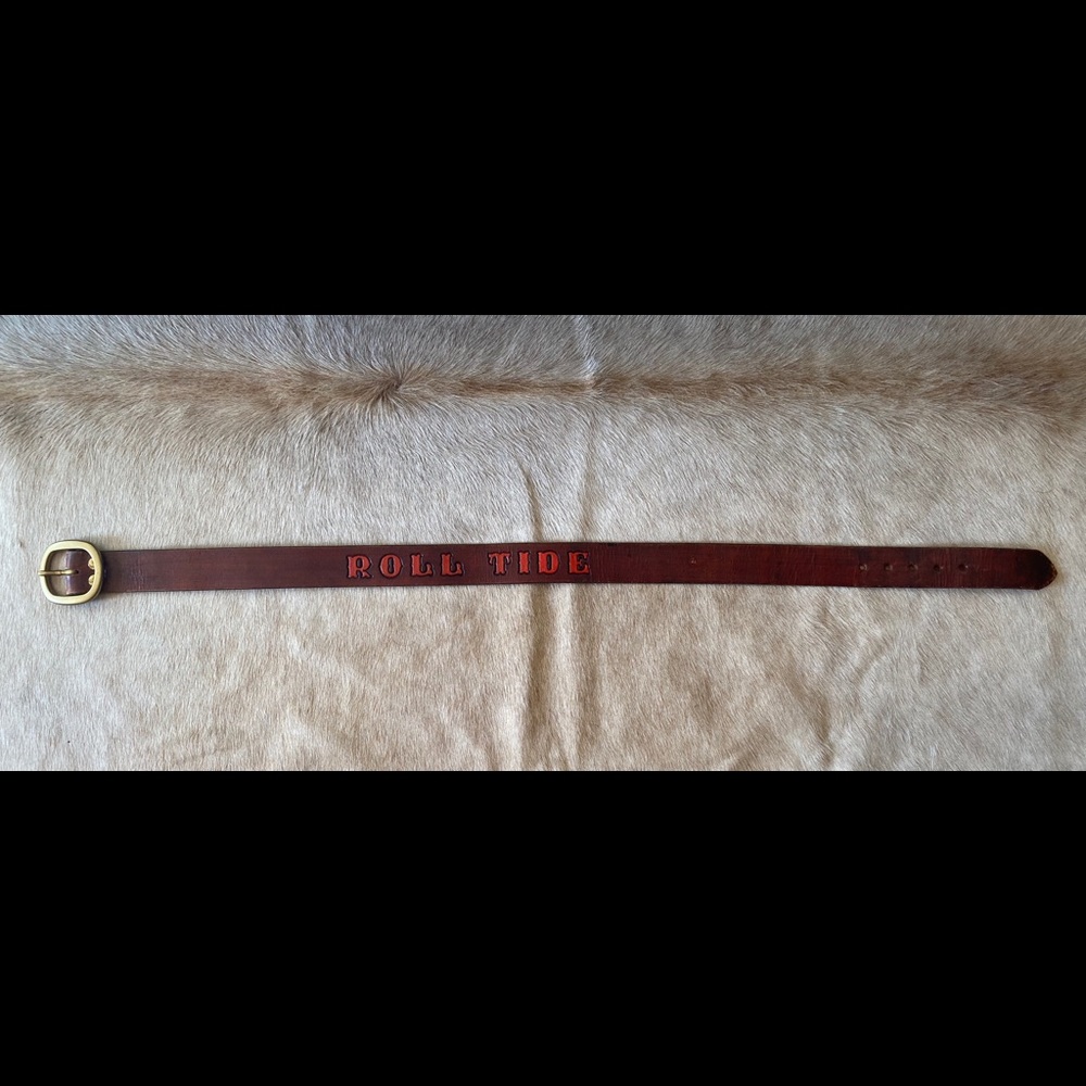 Alabama “Roll Tide” leather belt w/ brass buckle